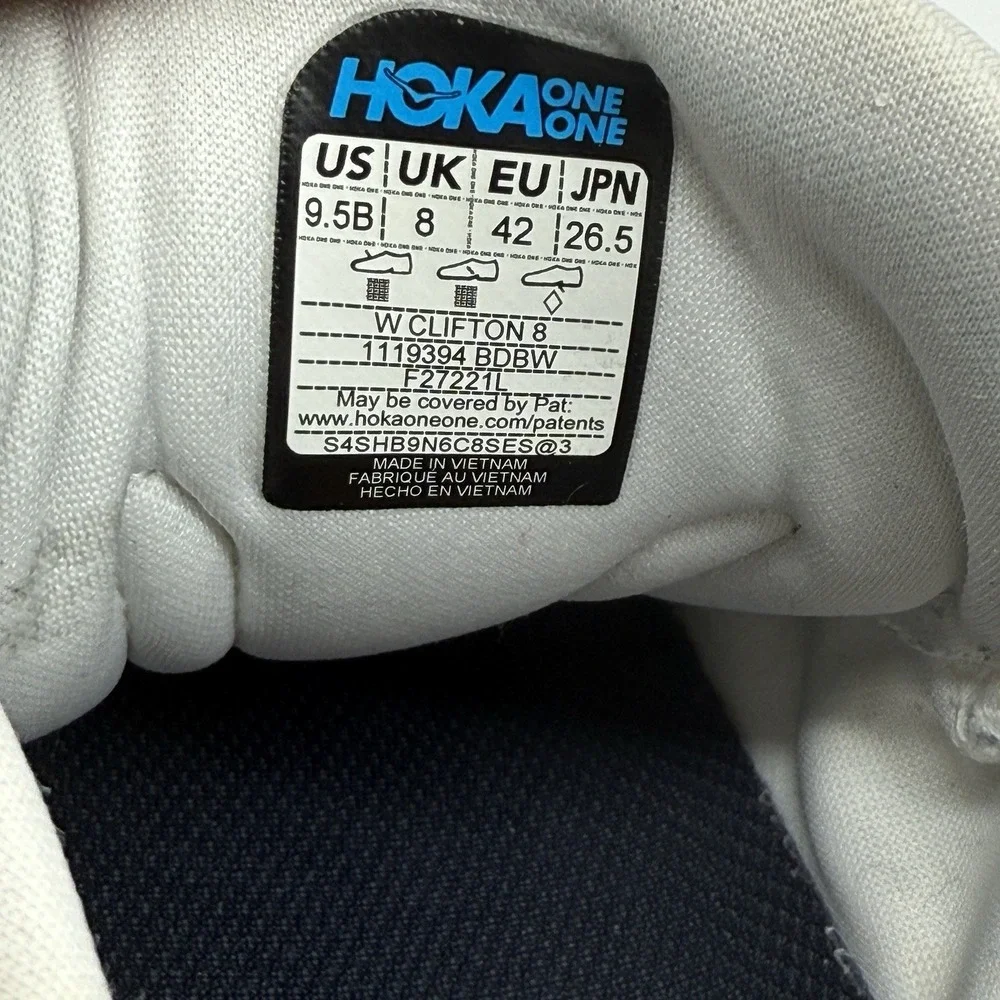 Hoka One One Clifton 8 Women's Running Shoes‎ Sz 9.5B F27221L White